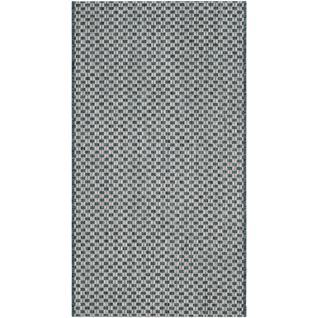 SAFAVIEH Outdoor CY8653-37221 Courtyard Turquoise / Light Grey Rug Image 1