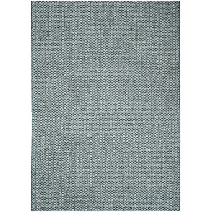 SAFAVIEH Outdoor CY8653-37221 Courtyard Turquoise / Light Grey Rug Image 1