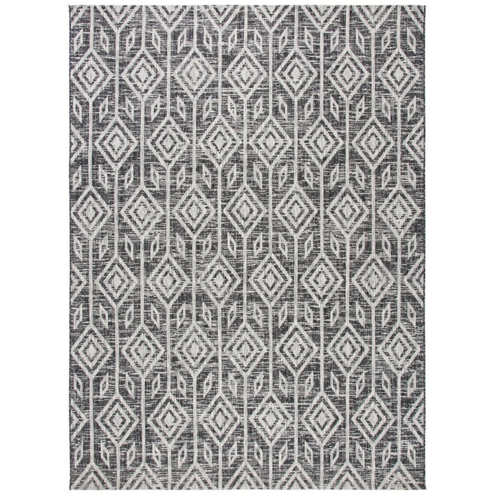 SAFAVIEH Outdoor CY8662-37621 Courtyard Black / Grey Rug Image 1