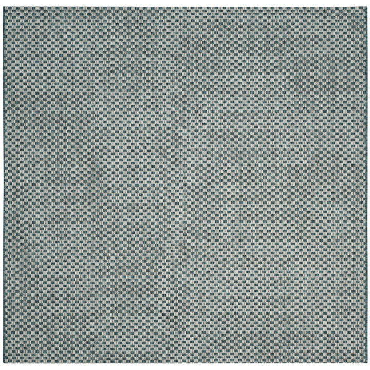 SAFAVIEH Outdoor CY8653-37221 Courtyard Turquoise / Light Grey Rug Image 1