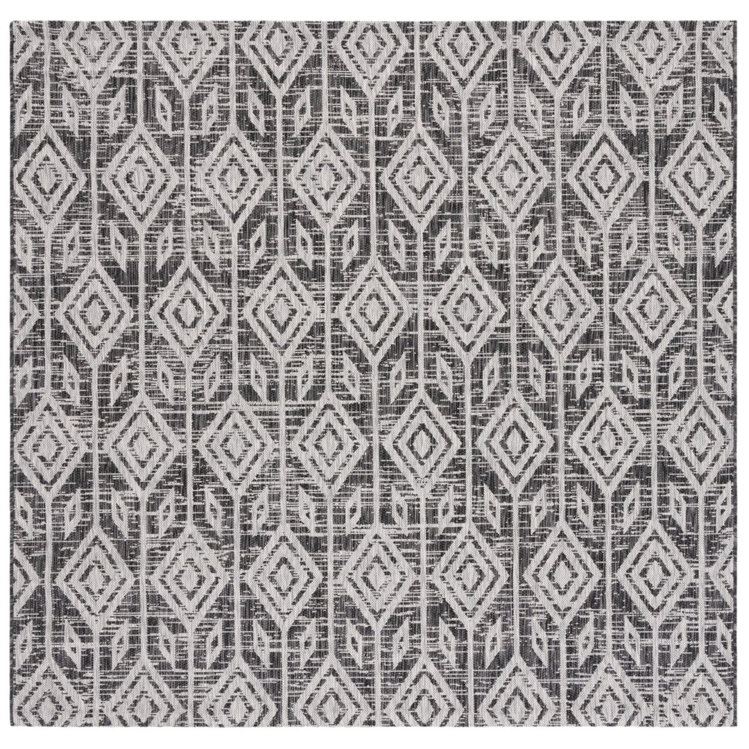 SAFAVIEH Outdoor CY8662-37621 Courtyard Black / Grey Rug Image 1