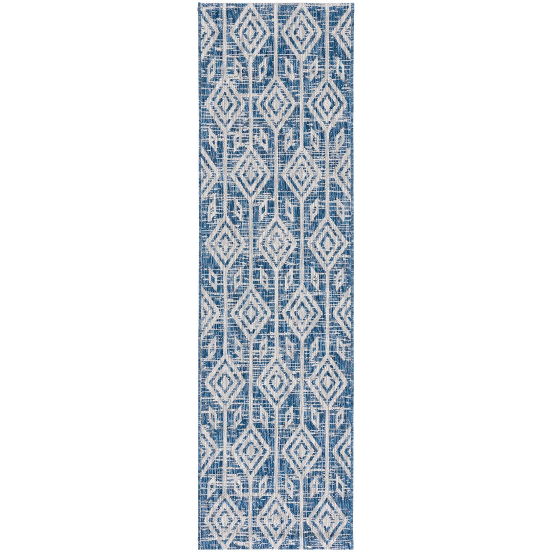 SAFAVIEH Outdoor CY8662-36821 Courtyard Navy / Grey Rug Image 1