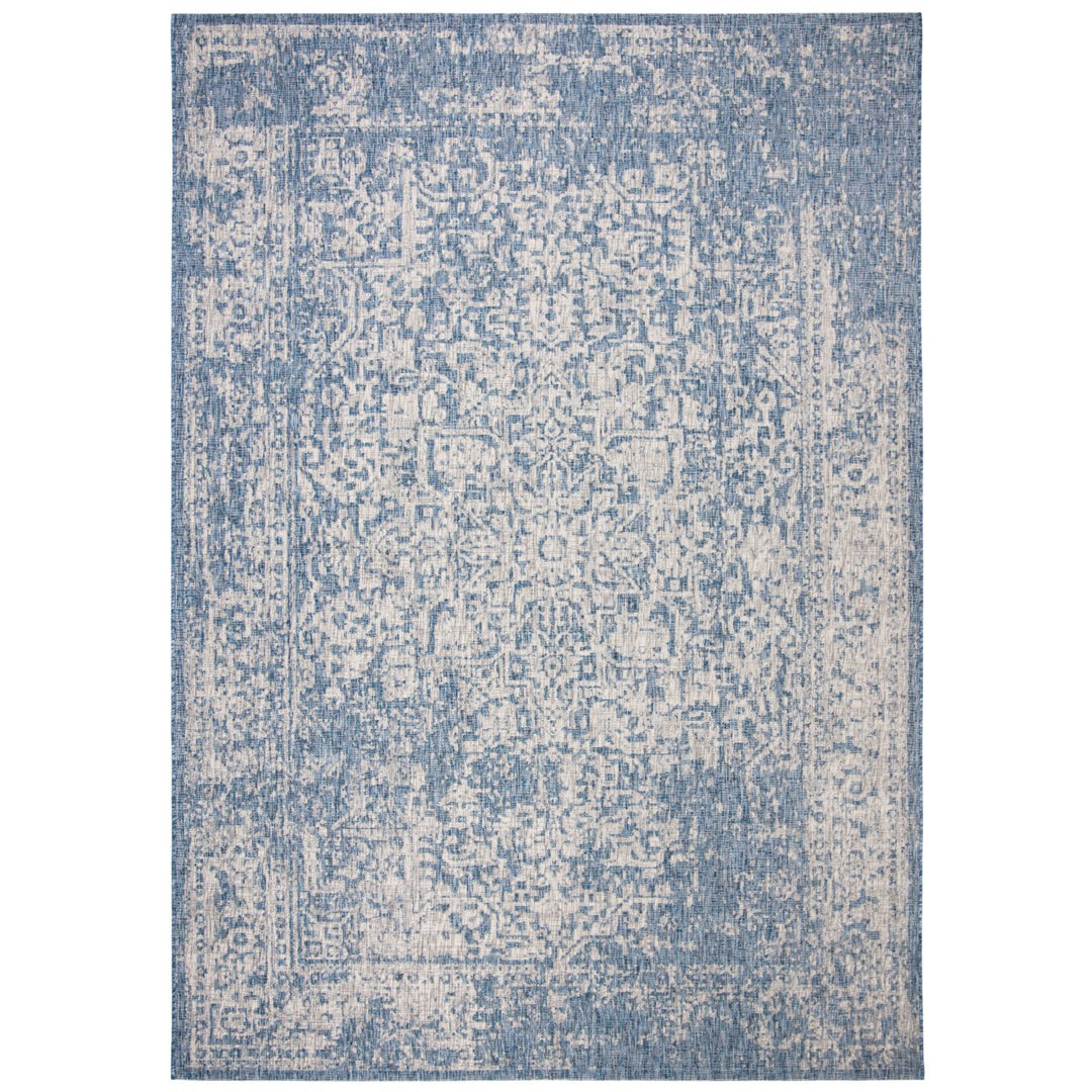 SAFAVIEH Outdoor CY8671-368 Courtyard Navy / Grey Rug Image 1