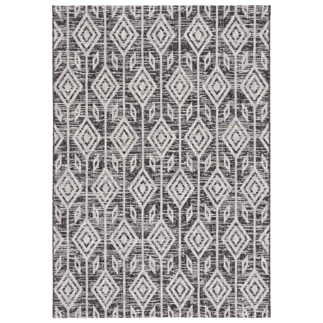 SAFAVIEH Outdoor CY8662-37621 Courtyard Black / Grey Rug Image 1