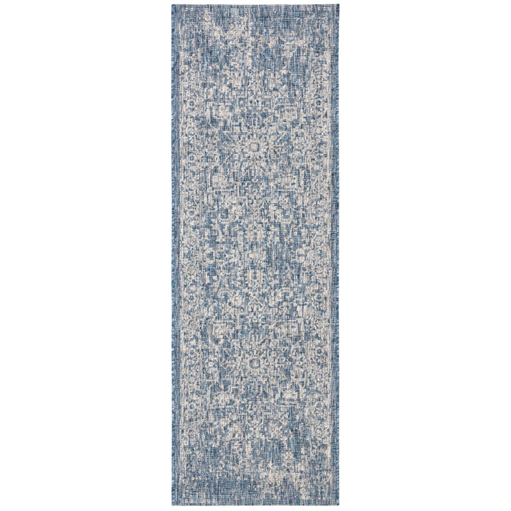 SAFAVIEH Outdoor CY8671-368 Courtyard Navy / Grey Rug Image 1