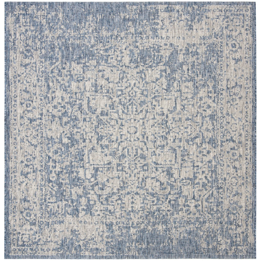 SAFAVIEH Outdoor CY8671-368 Courtyard Navy / Grey Rug Image 1