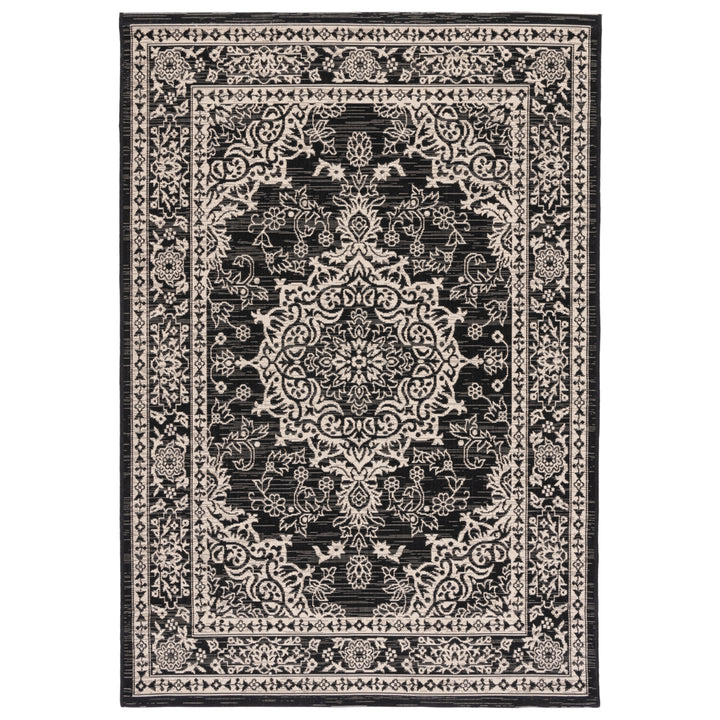 SAFAVIEH Outdoor CY8679-25621 Courtyard Black / Ivory Rug Image 2