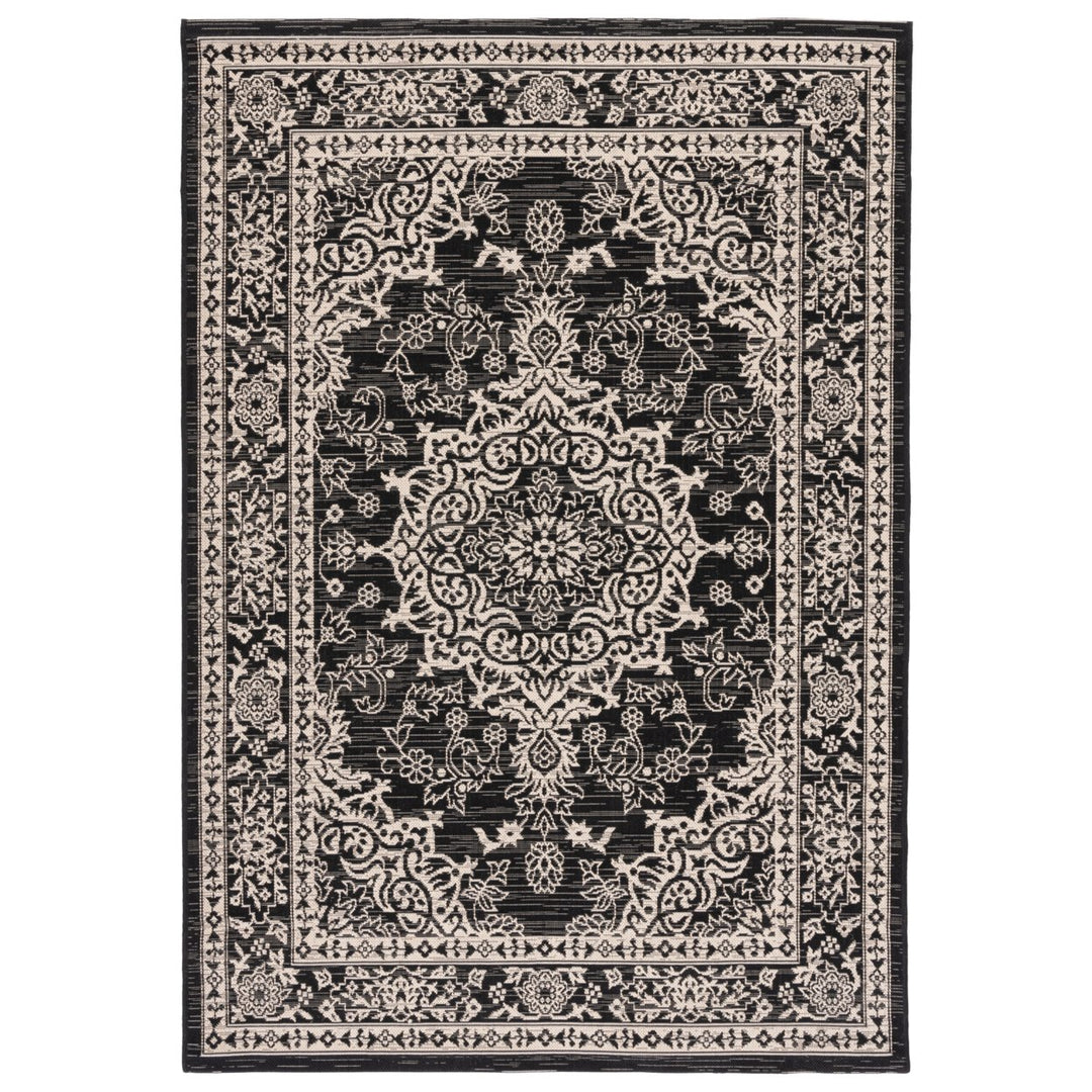 SAFAVIEH Outdoor CY8679-25621 Courtyard Black / Ivory Rug Image 1