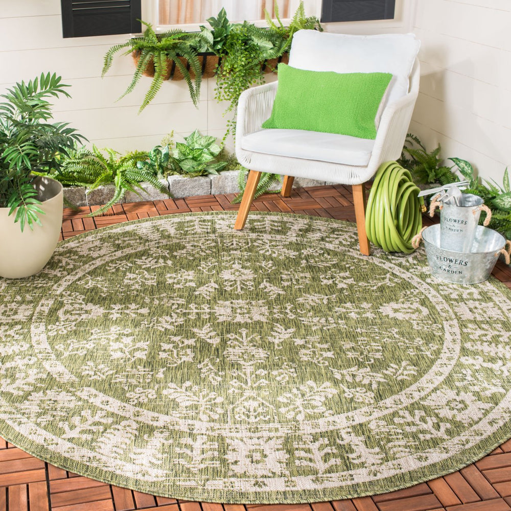 SAFAVIEH Indoor Outdoor CY8678-379 Courtyard Green / Beige Rug Image 2