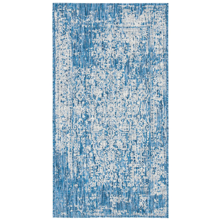 SAFAVIEH Outdoor CY8671-368 Courtyard Navy / Grey Rug Image 1