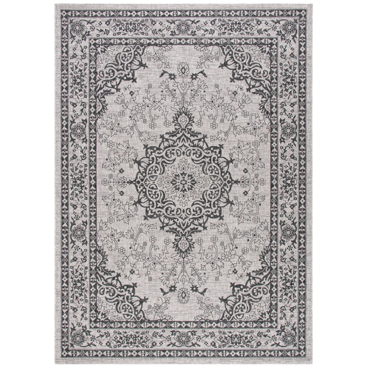 SAFAVIEH Outdoor CY8679-36612 Courtyard Beige / Black Rug Image 1