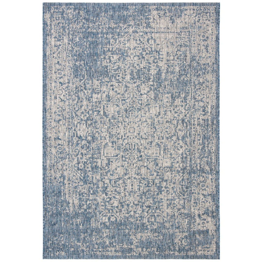 SAFAVIEH Outdoor CY8671-368 Courtyard Navy / Grey Rug Image 1