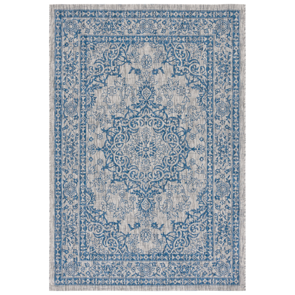 SAFAVIEH Outdoor CY8679-368 Courtyard Grey / Navy Rug Image 2