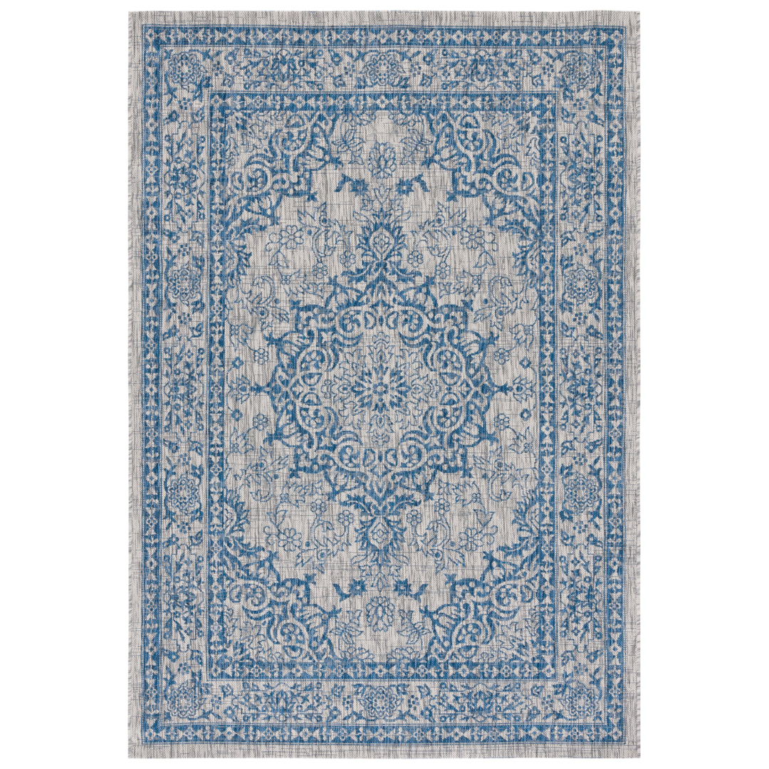 SAFAVIEH Outdoor CY8679-368 Courtyard Grey / Navy Rug Image 2