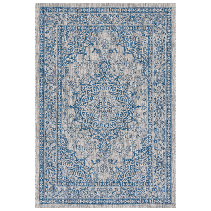 SAFAVIEH Outdoor CY8679-368 Courtyard Grey / Navy Rug Image 2