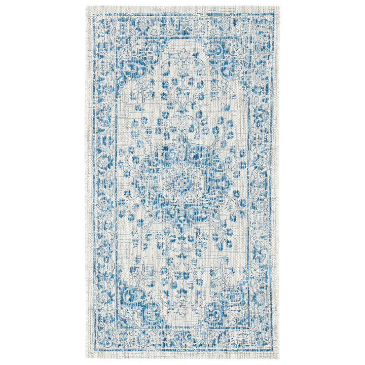 SAFAVIEH Outdoor CY8679-368 Courtyard Grey / Navy Rug Image 3