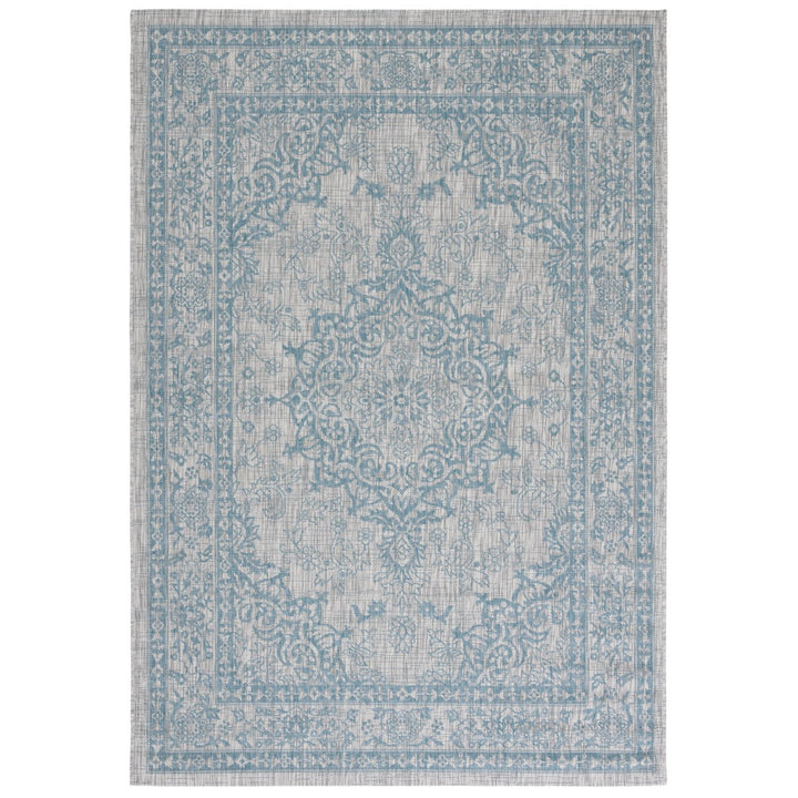 SAFAVIEH Outdoor CY8679-37112 Courtyard Light Grey / Aqua Rug Image 2