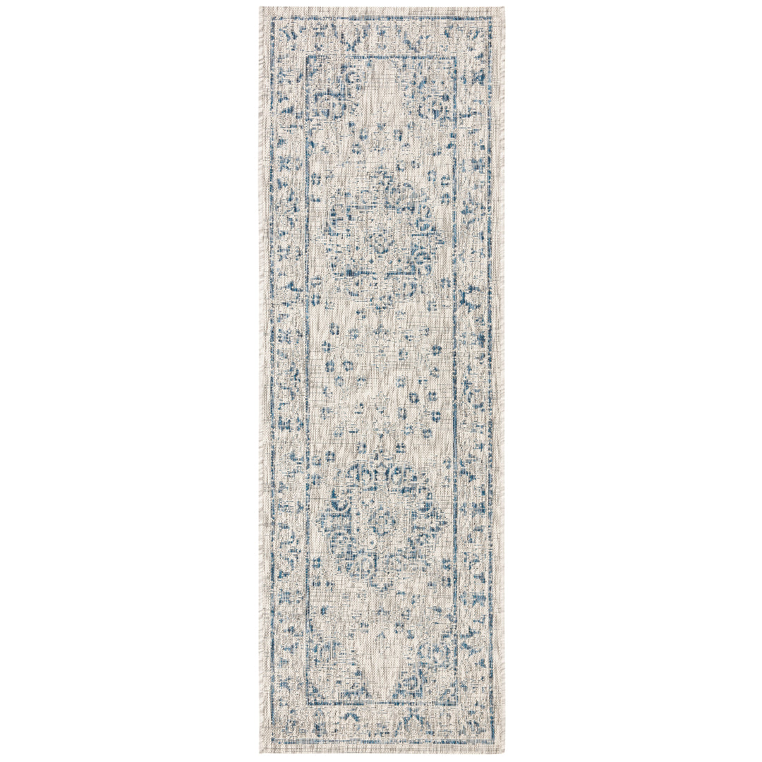 SAFAVIEH Outdoor CY8679-368 Courtyard Grey / Navy Rug Image 4