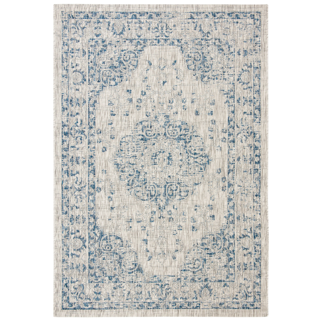 SAFAVIEH Outdoor CY8679-368 Courtyard Grey / Navy Rug Image 5