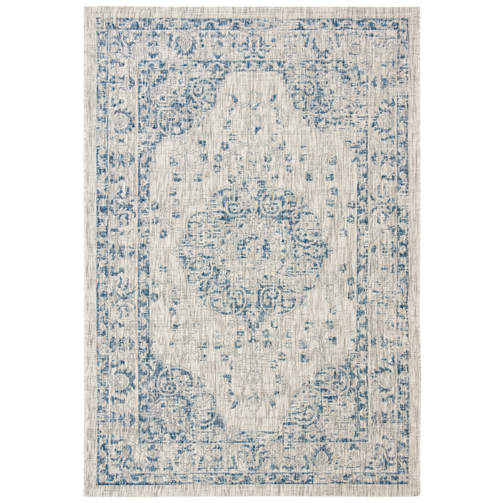 SAFAVIEH Outdoor CY8679-368 Courtyard Grey / Navy Rug Image 5