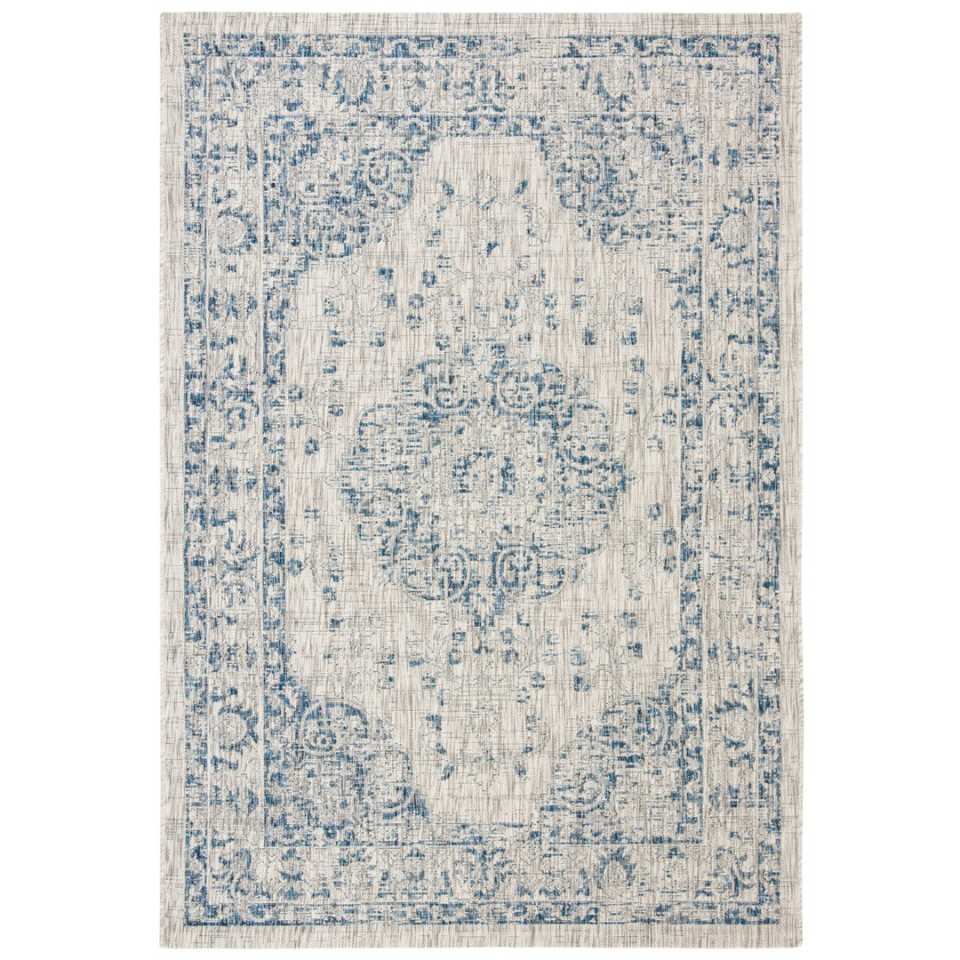 SAFAVIEH Outdoor CY8679-368 Courtyard Grey / Navy Rug Image 1