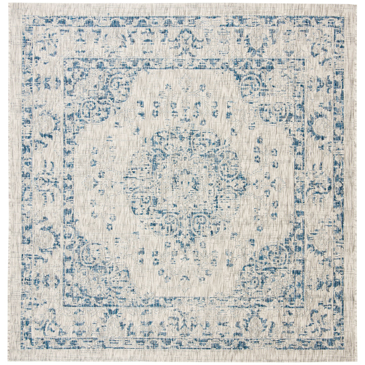 SAFAVIEH Outdoor CY8679-368 Courtyard Grey / Navy Rug Image 7