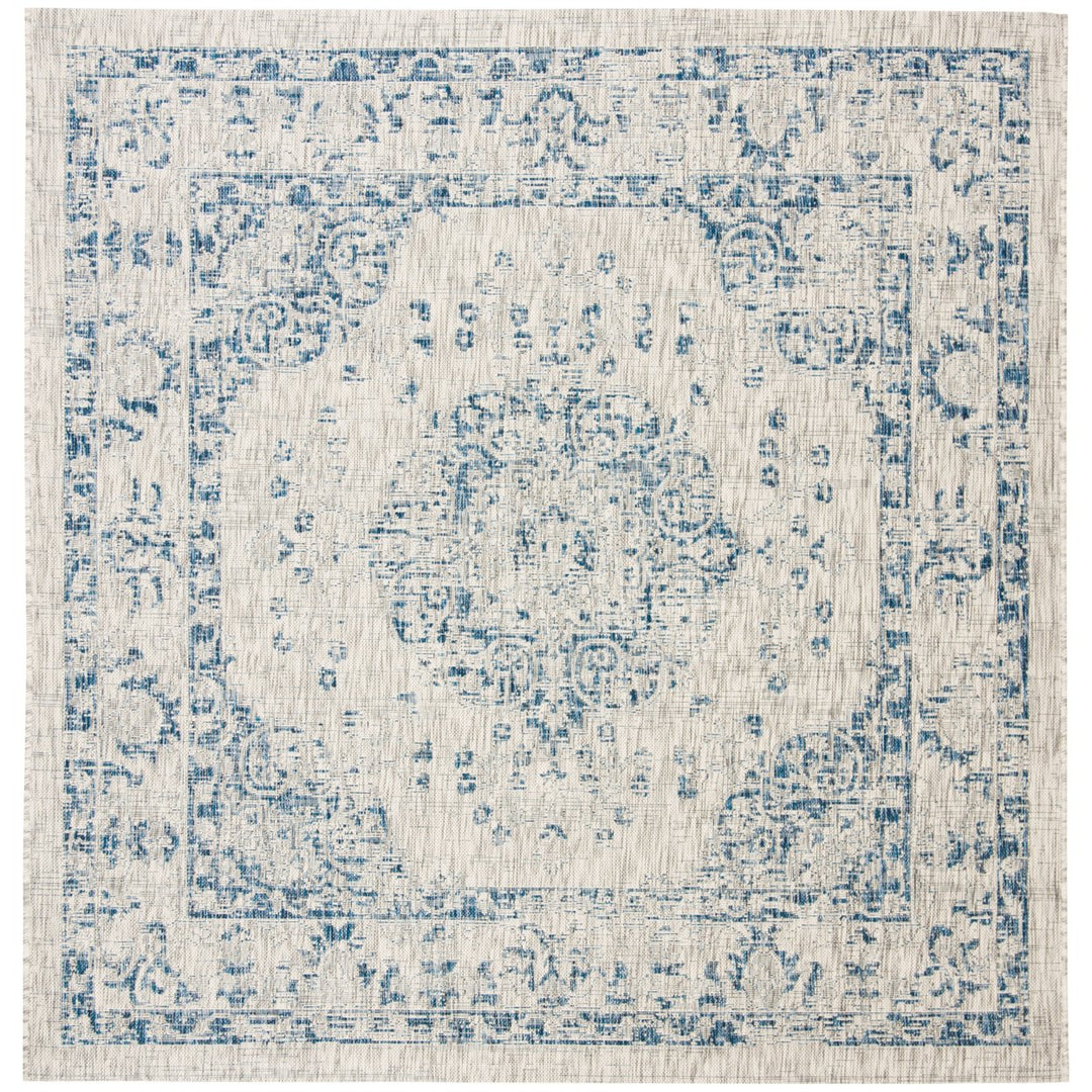 SAFAVIEH Outdoor CY8679-368 Courtyard Grey / Navy Rug Image 1