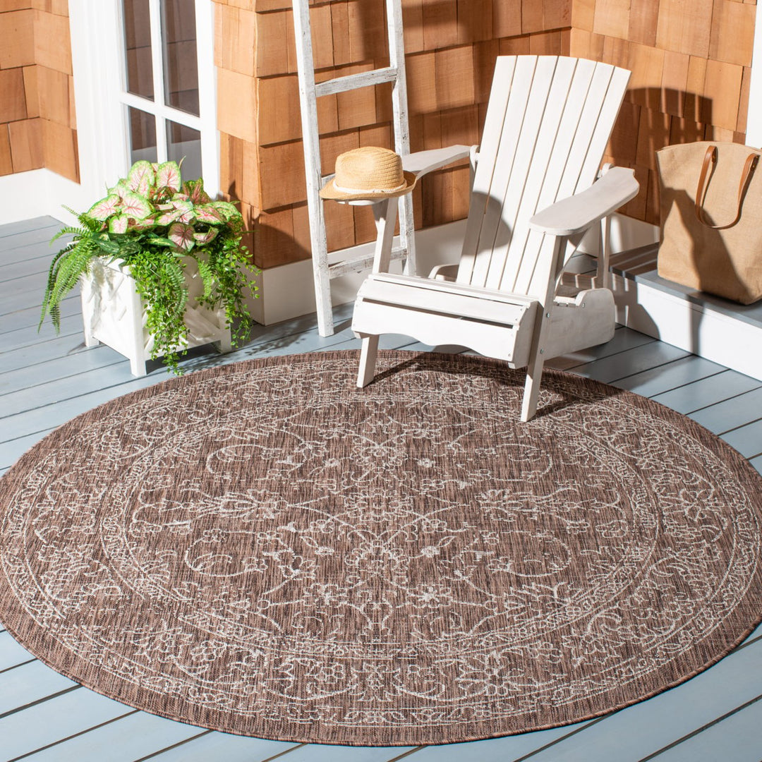 SAFAVIEH Outdoor CY8680-36321 Courtyard Brown / Ivory Rug Image 2