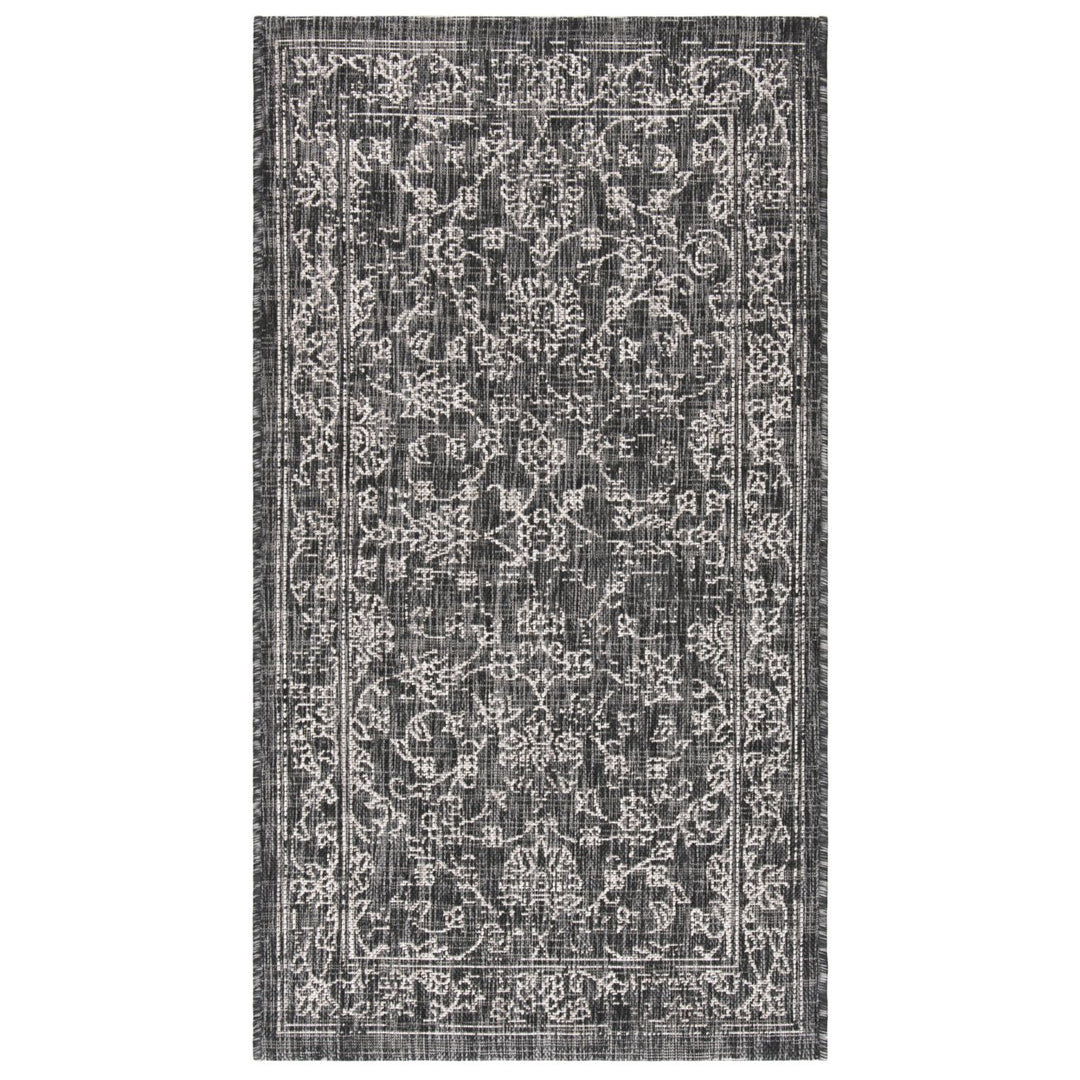 SAFAVIEH Outdoor CY8680-36621 Courtyard Black / Ivory Rug Image 1