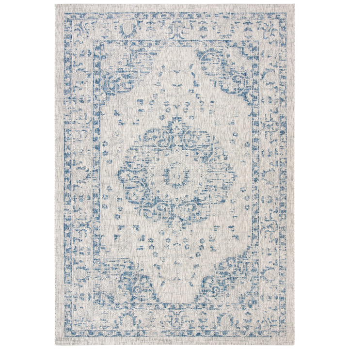 SAFAVIEH Outdoor CY8679-368 Courtyard Grey / Navy Rug Image 8