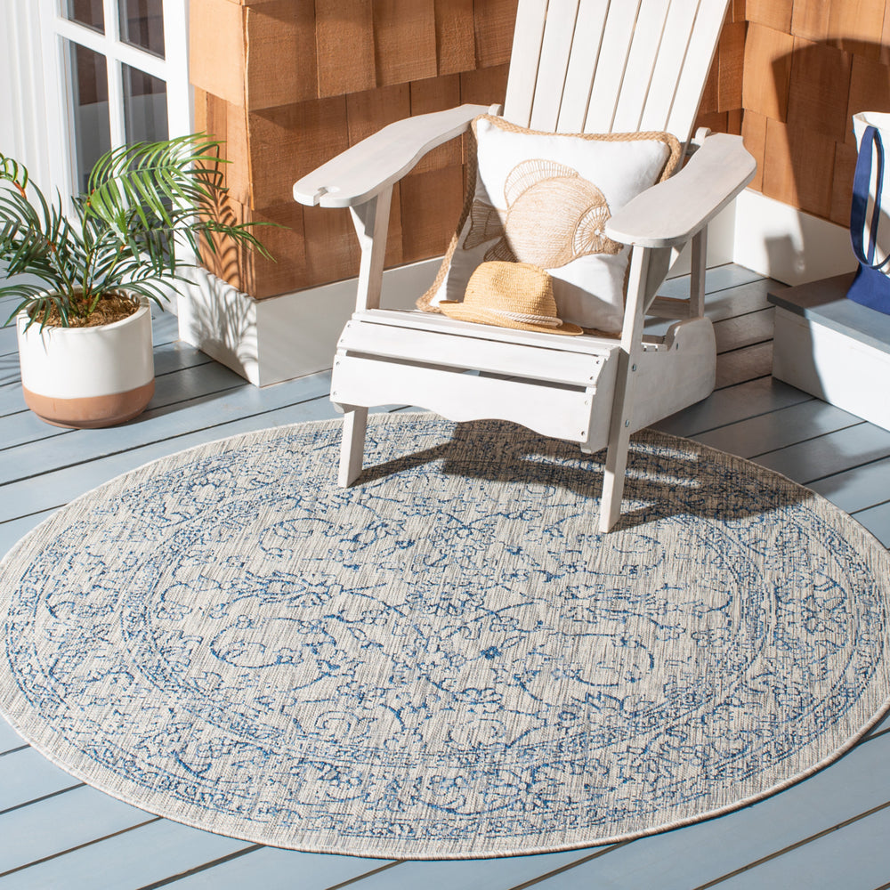 SAFAVIEH Outdoor CY8680-36812 Courtyard Grey / Navy Rug Image 2