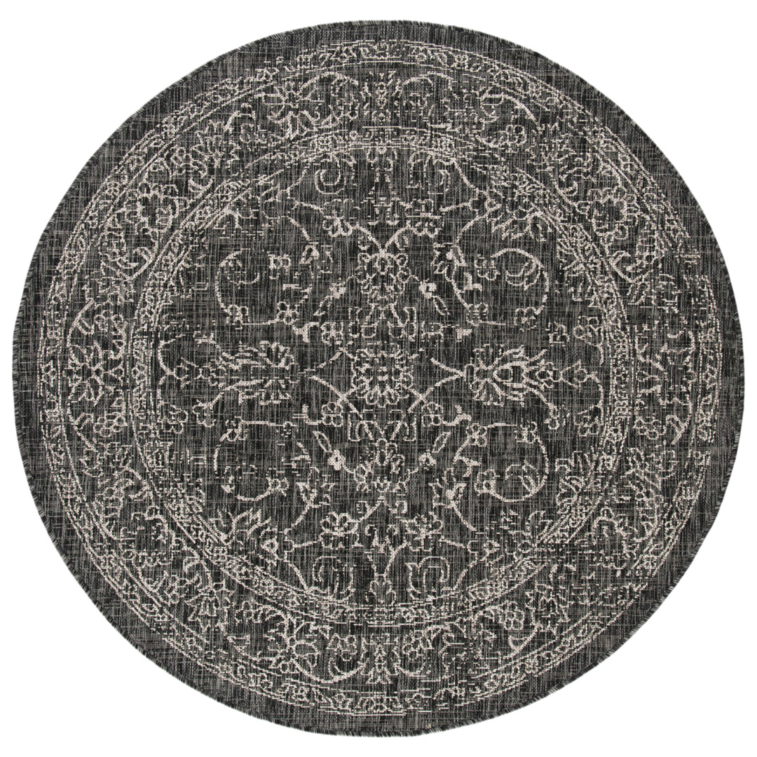 SAFAVIEH Outdoor CY8680-36621 Courtyard Black / Ivory Rug Image 5