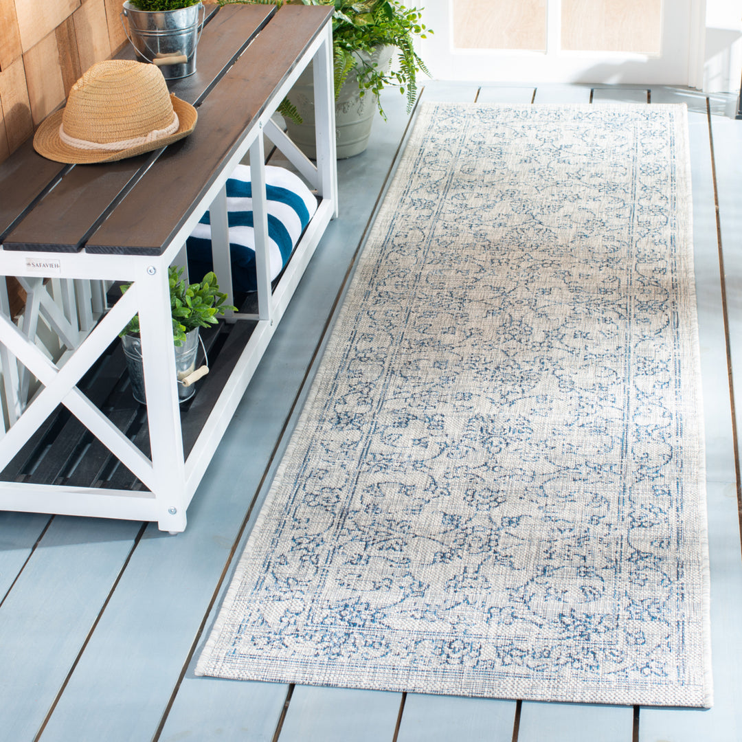 SAFAVIEH Outdoor CY8680-36812 Courtyard Grey / Navy Rug Image 3