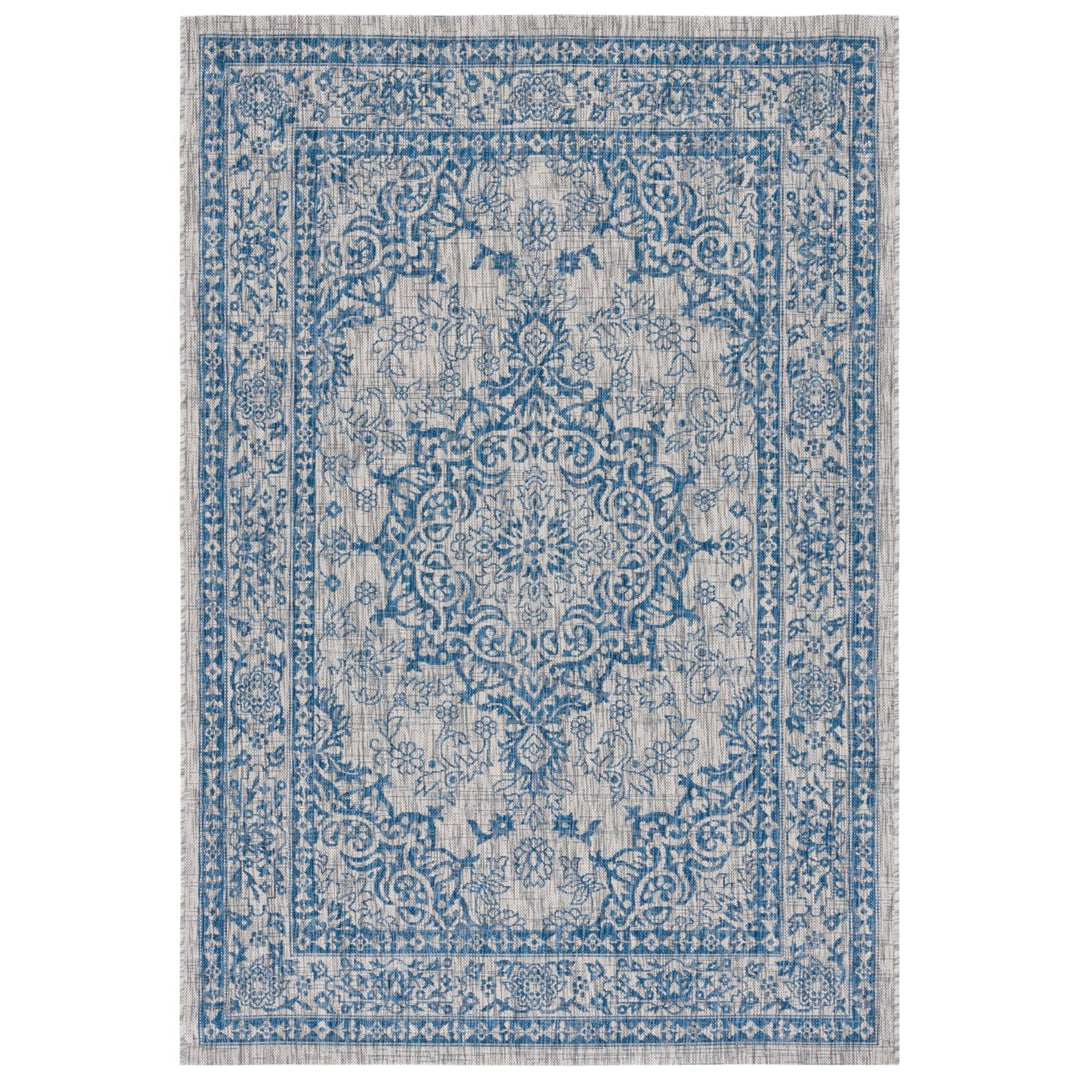 SAFAVIEH Outdoor CY8679-36812 Courtyard Grey / Navy Rug Image 1