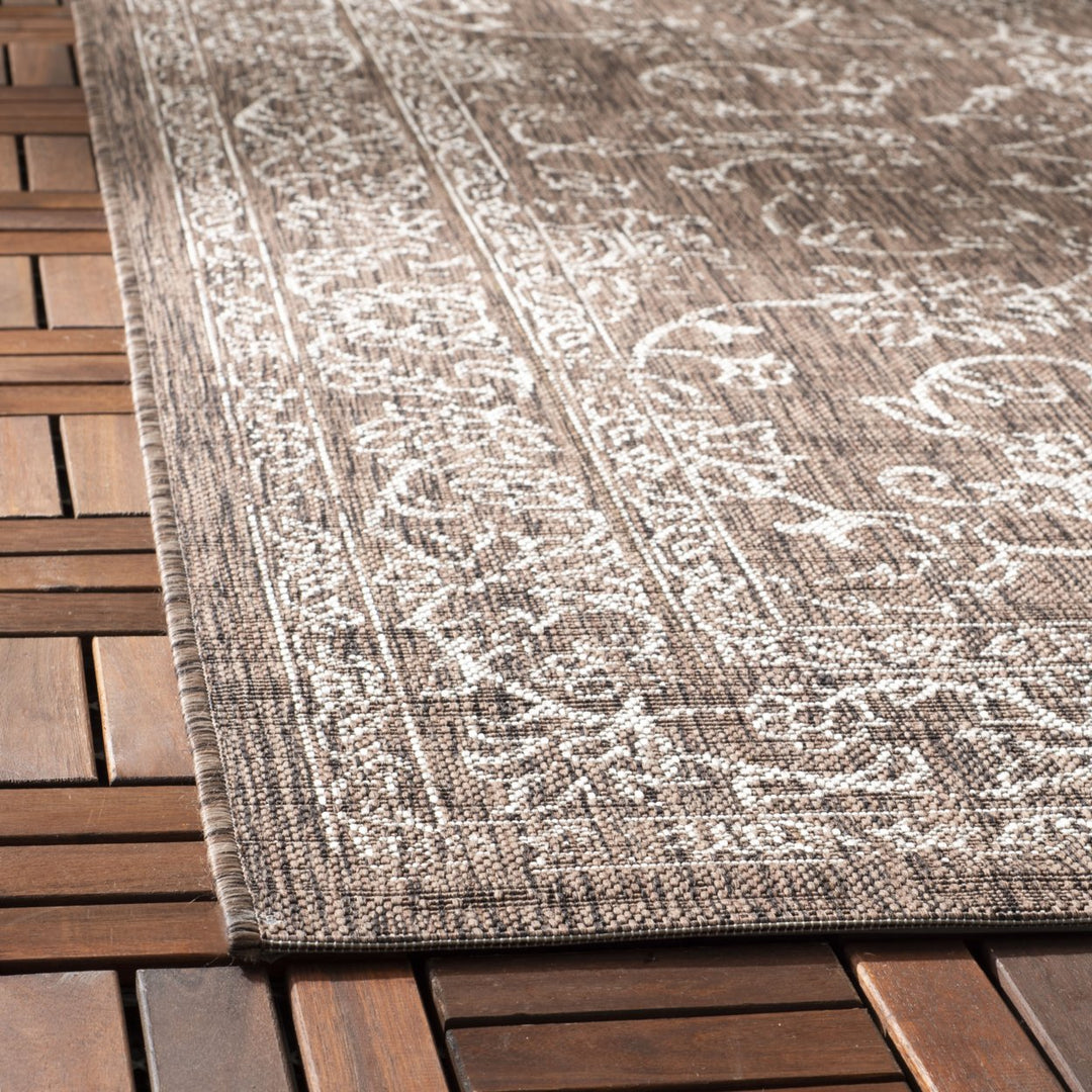 SAFAVIEH Outdoor CY8680-36321 Courtyard Brown / Ivory Rug Image 8