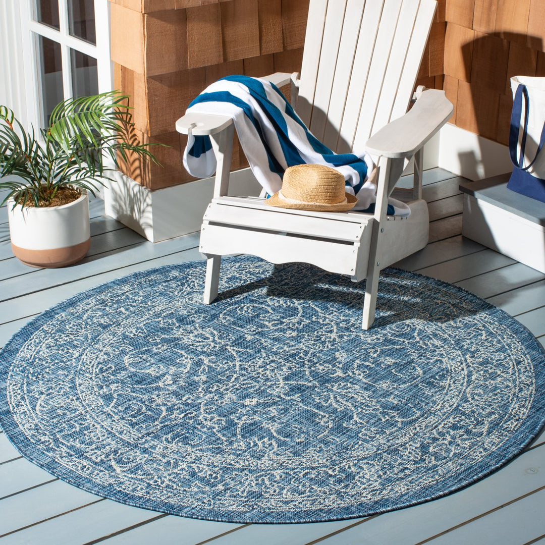 SAFAVIEH Outdoor CY8680-36821 Courtyard Navy / Ivory Rug Image 2