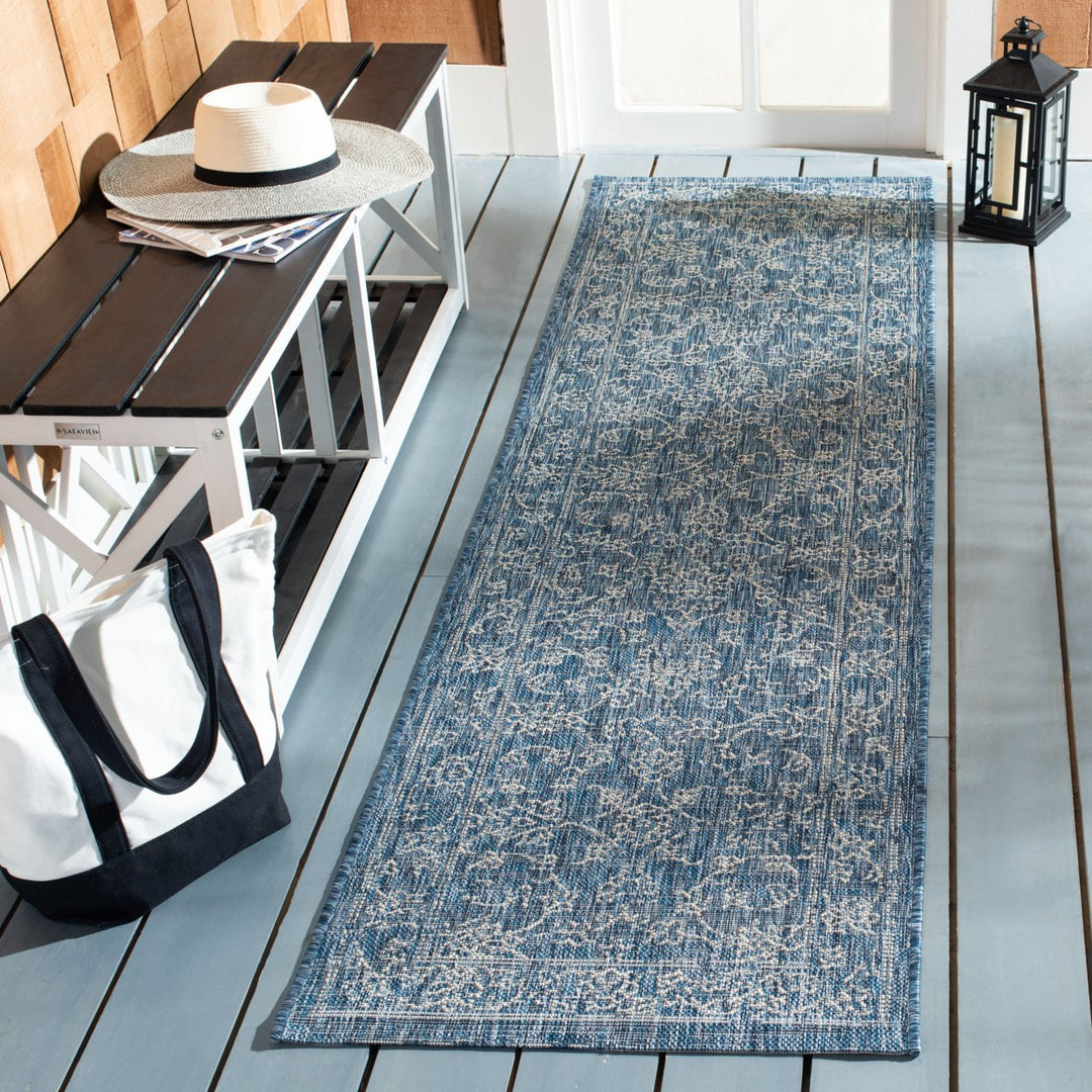 SAFAVIEH Outdoor CY8680-36821 Courtyard Navy / Ivory Rug Image 3