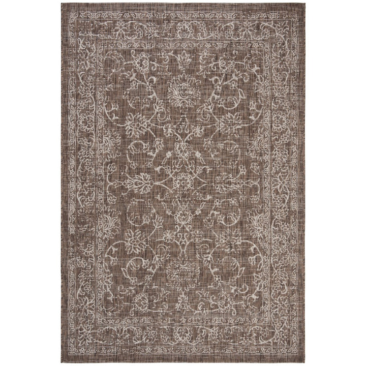 SAFAVIEH Outdoor CY8680-36321 Courtyard Brown / Ivory Rug Image 1