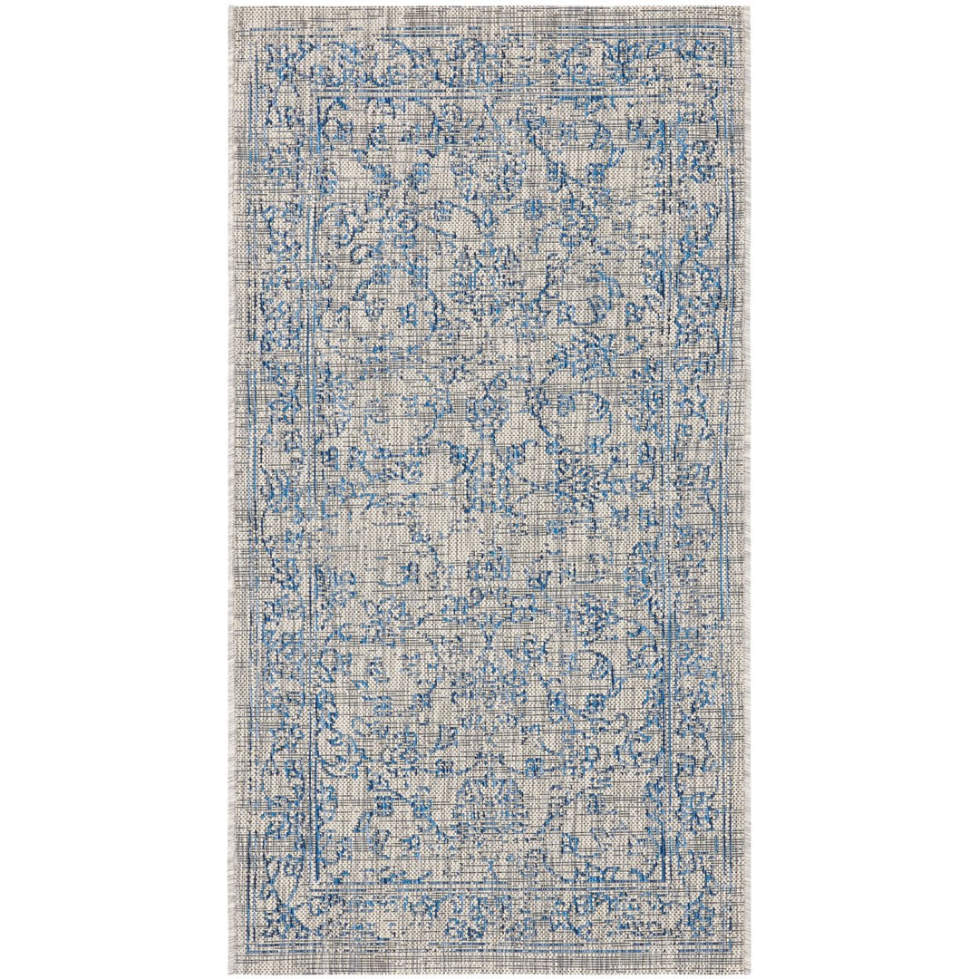 SAFAVIEH Outdoor CY8680-36812 Courtyard Grey / Navy Rug Image 1