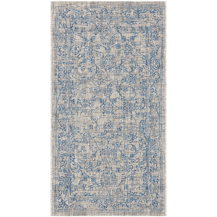 SAFAVIEH Outdoor CY8680-36812 Courtyard Grey / Navy Rug Image 1