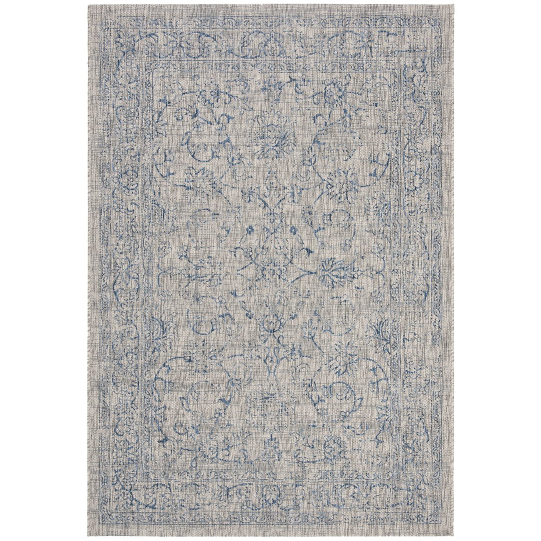 SAFAVIEH Outdoor CY8680-36812 Courtyard Grey / Navy Rug Image 1