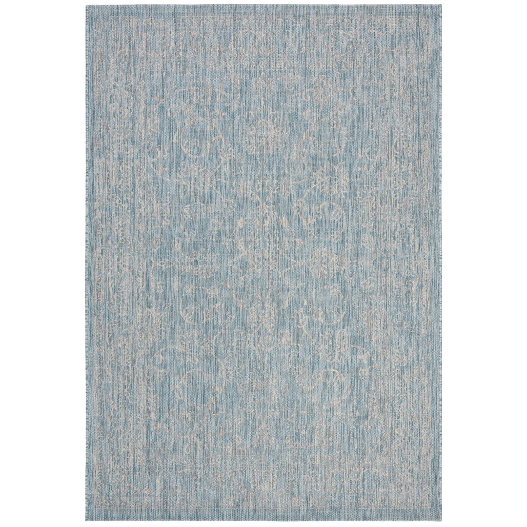 SAFAVIEH Outdoor CY8680-37121 Courtyard Aqua / Grey Rug Image 4