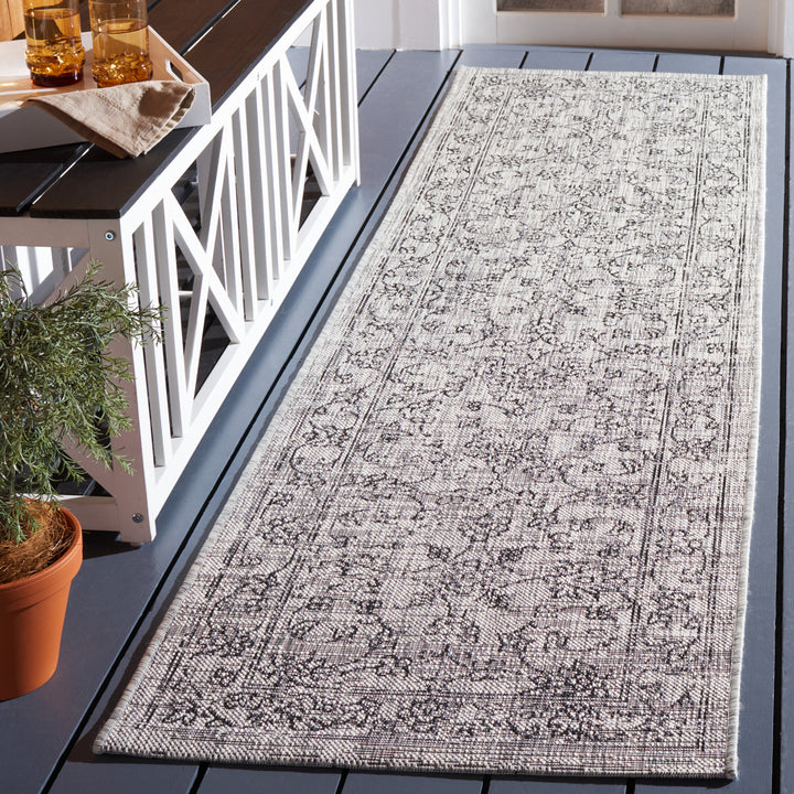 SAFAVIEH Outdoor CY8680-37612 Courtyard Grey / Black Rug Image 3