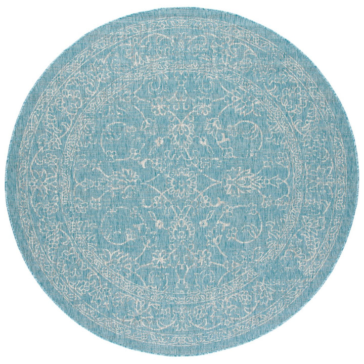 SAFAVIEH Outdoor CY8680-37121 Courtyard Aqua / Grey Rug Image 5