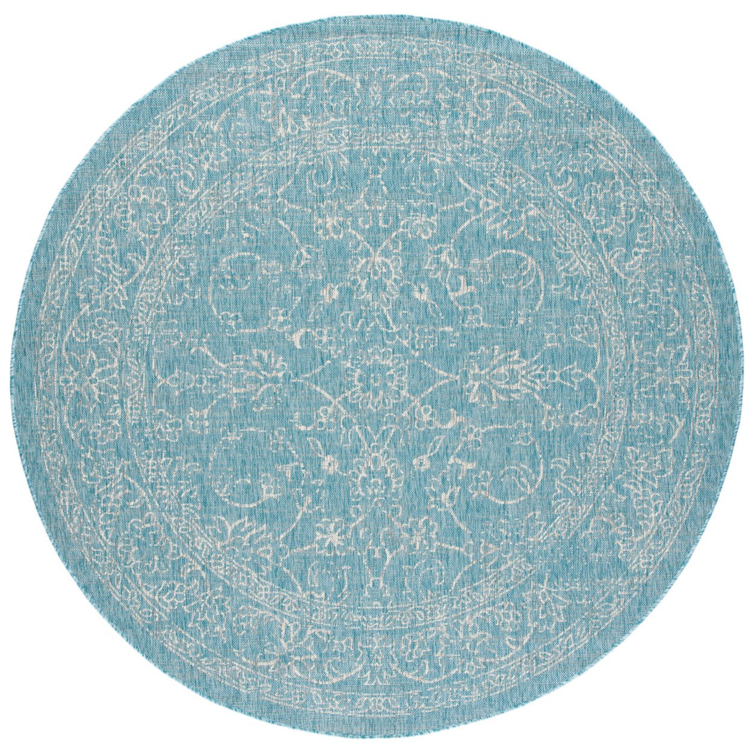 SAFAVIEH Outdoor CY8680-37121 Courtyard Aqua / Grey Rug Image 1