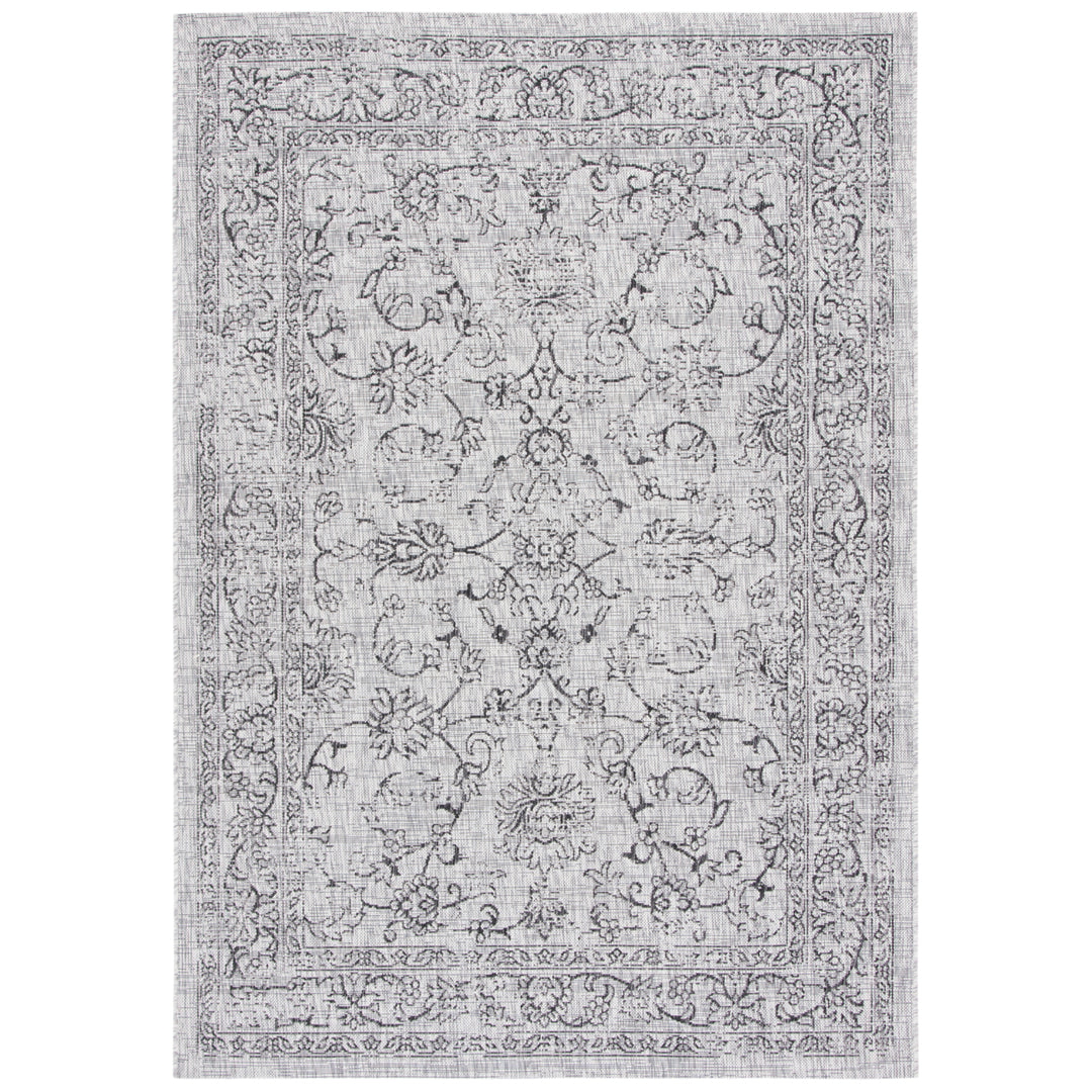 SAFAVIEH Outdoor CY8680-37612 Courtyard Grey / Black Rug Image 4