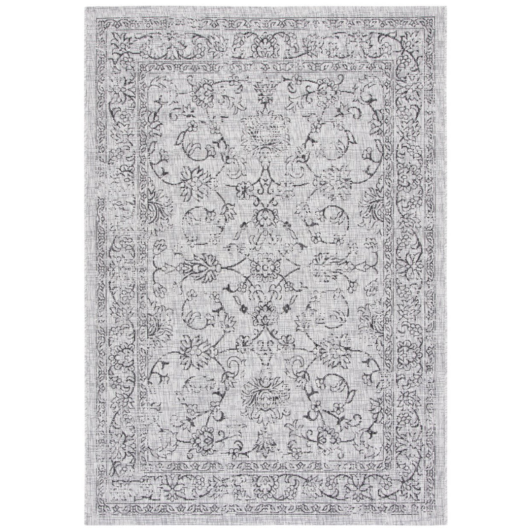 SAFAVIEH Outdoor CY8680-37612 Courtyard Grey / Black Rug Image 1