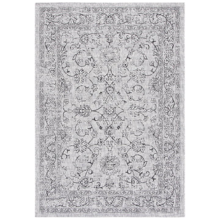 SAFAVIEH Outdoor CY8680-37612 Courtyard Grey / Black Rug Image 1