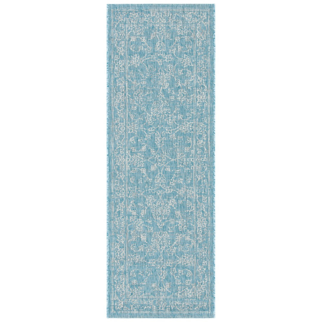 SAFAVIEH Outdoor CY8680-37121 Courtyard Aqua / Grey Rug Image 6