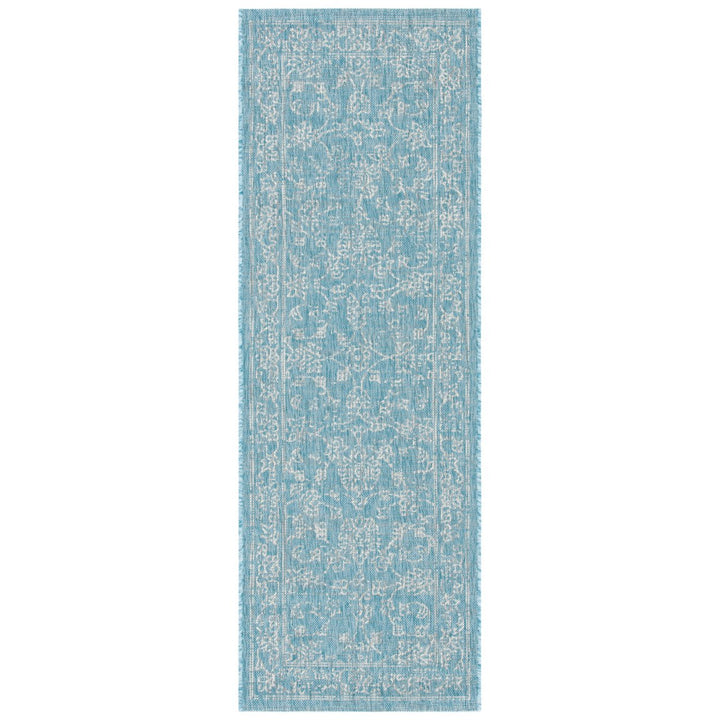 SAFAVIEH Outdoor CY8680-37121 Courtyard Aqua / Grey Rug Image 6